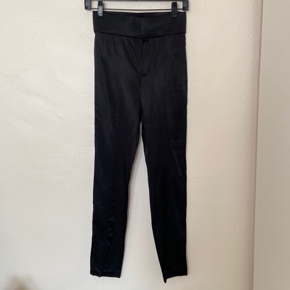 NWT Zara Satin Stretch Pants Front Split Hem Size M
